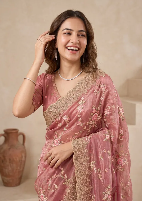 Pink_Threadwork_Tissue_Saree
