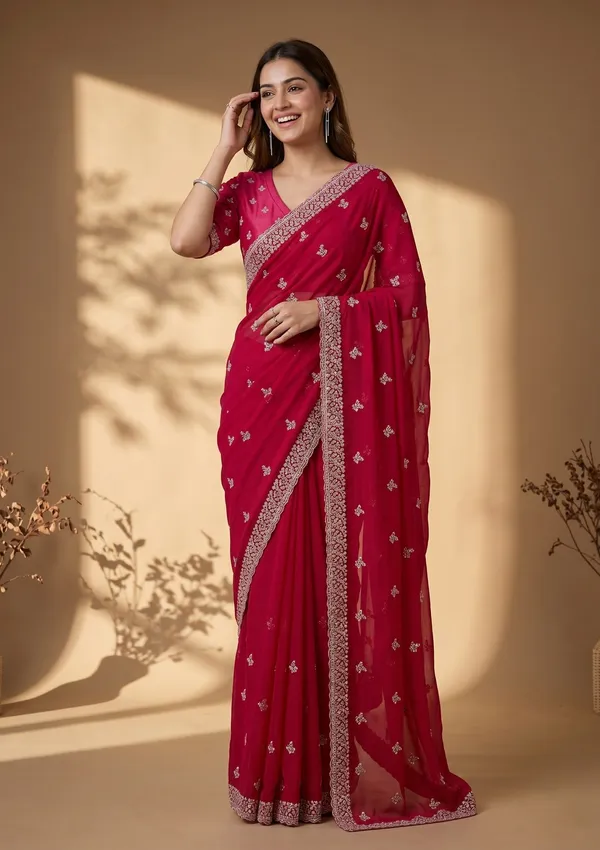 Rani_Pink_Zariwork_Gold_Georgette_Saree