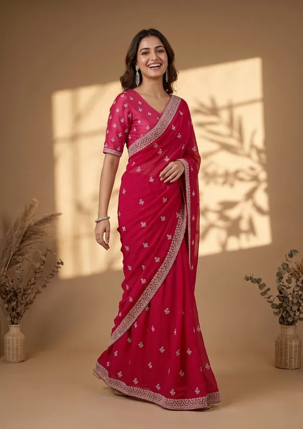 Rani_Pink_Zariwork_Gold_Georgette_Saree