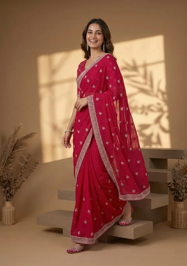 Rani_Pink_Zariwork_Gold_Georgette_Saree