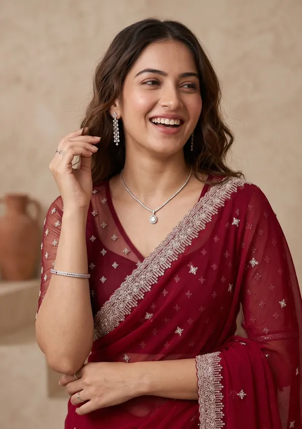 Maroon_Zariwork_Gold_Georgette_Saree