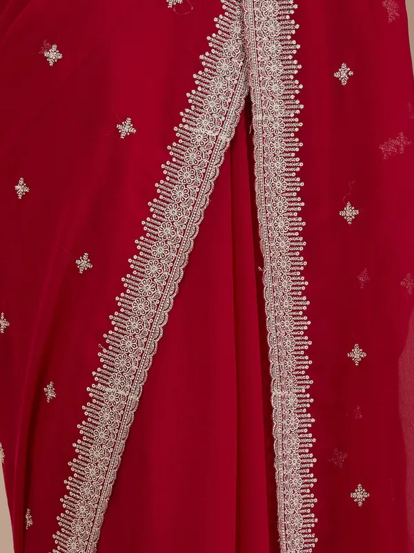Maroon_Zariwork_Gold_Georgette_Saree