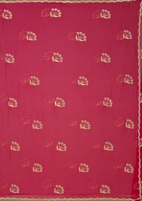 Rani_Pink_Zariwork_Gold_Chiffon_Saree