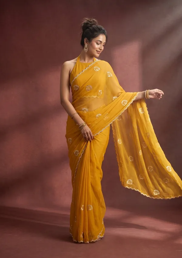 Mustard_Zariwork_Gold_Chiffon_Saree
