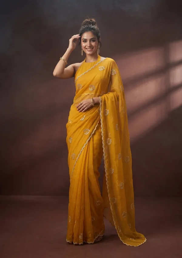 Mustard_Zariwork_Gold_Chiffon_Saree