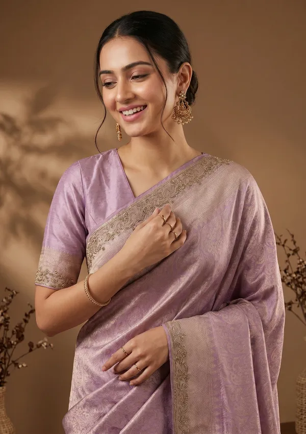 Lavender_Stonework_Gold_Art_Silk_Saree