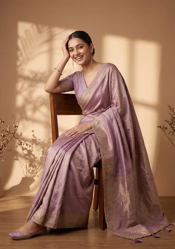 Lavender_Stonework_Gold_Art_Silk_Saree