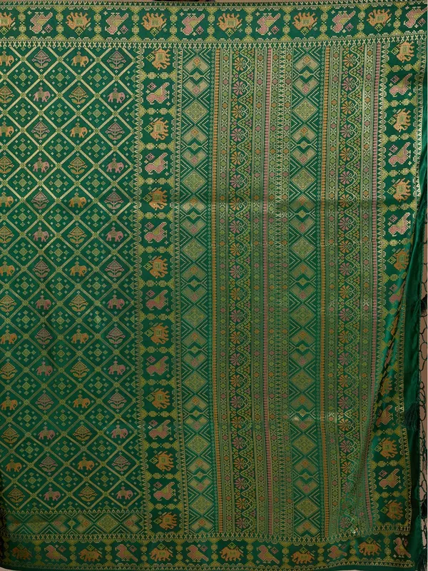 Bottle_Green_Patola_Art_Silk_Saree