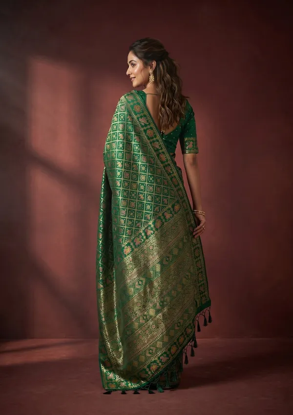 Bottle_Green_Patola_Art_Silk_Saree