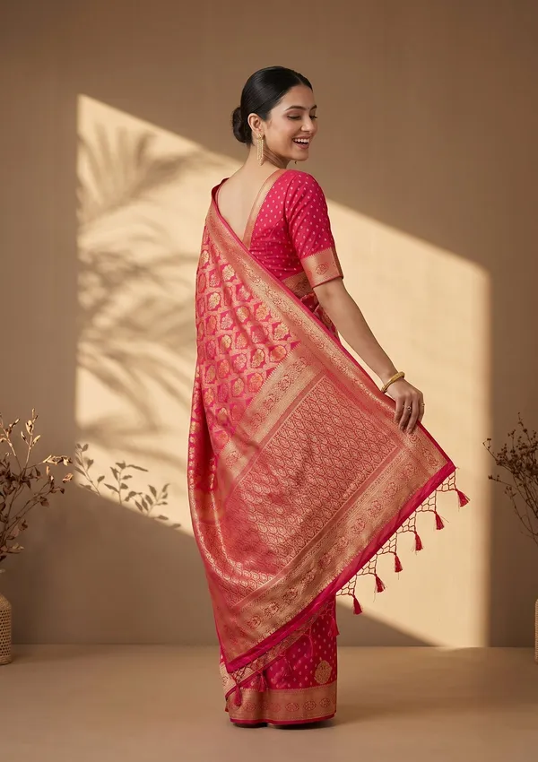 Rani_Pink_Banarasi_Art_Silk_Saree