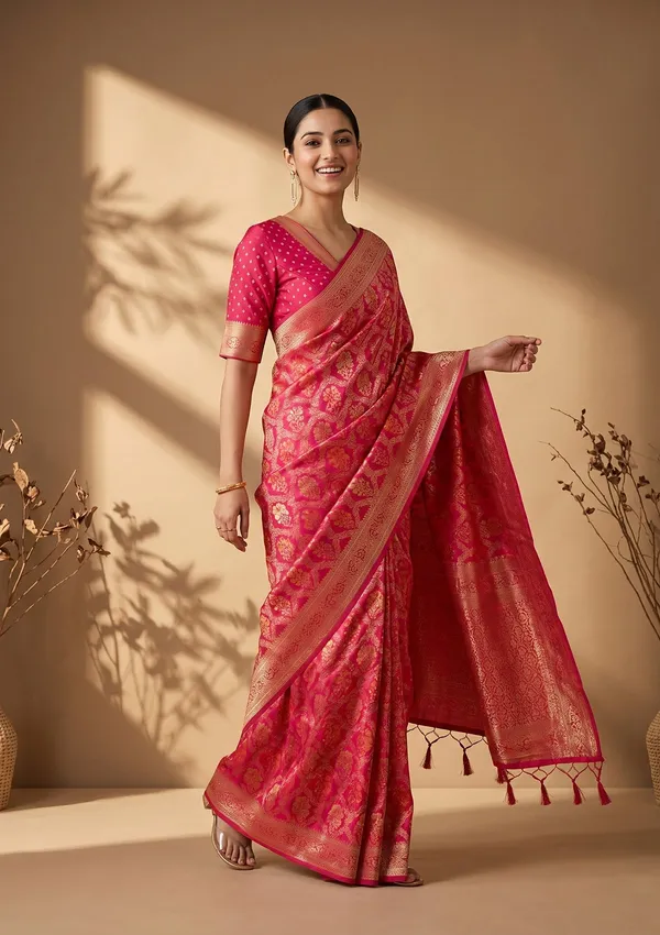 Rani_Pink_Banarasi_Art_Silk_Saree