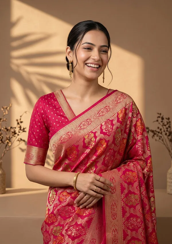 Rani_Pink_Banarasi_Art_Silk_Saree