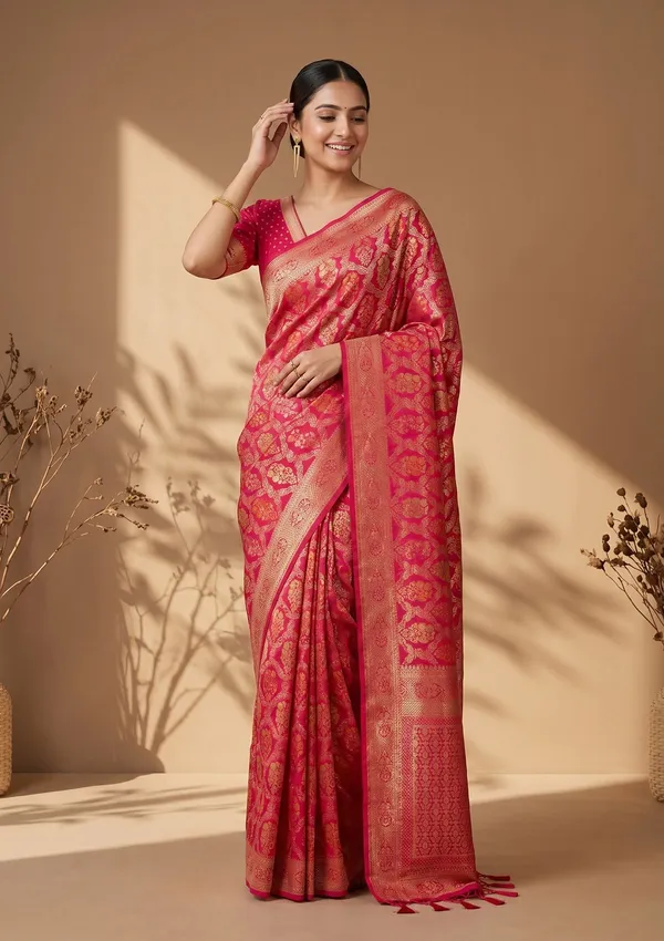 Rani_Pink_Banarasi_Art_Silk_Saree