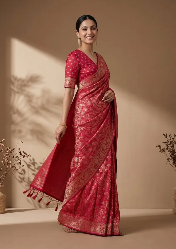 Rani_Pink_Patola_Art_Silk_Saree