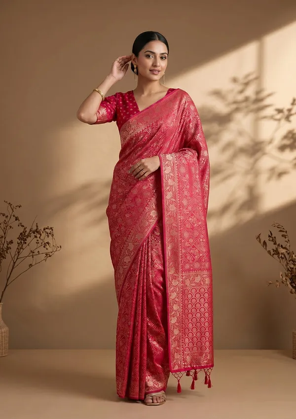 Rani_Pink_Patola_Art_Silk_Saree