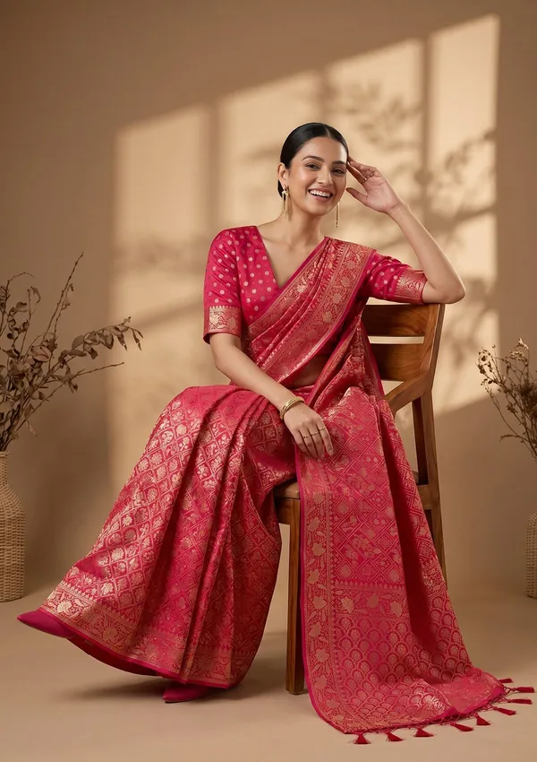 Rani_Pink_Patola_Art_Silk_Saree