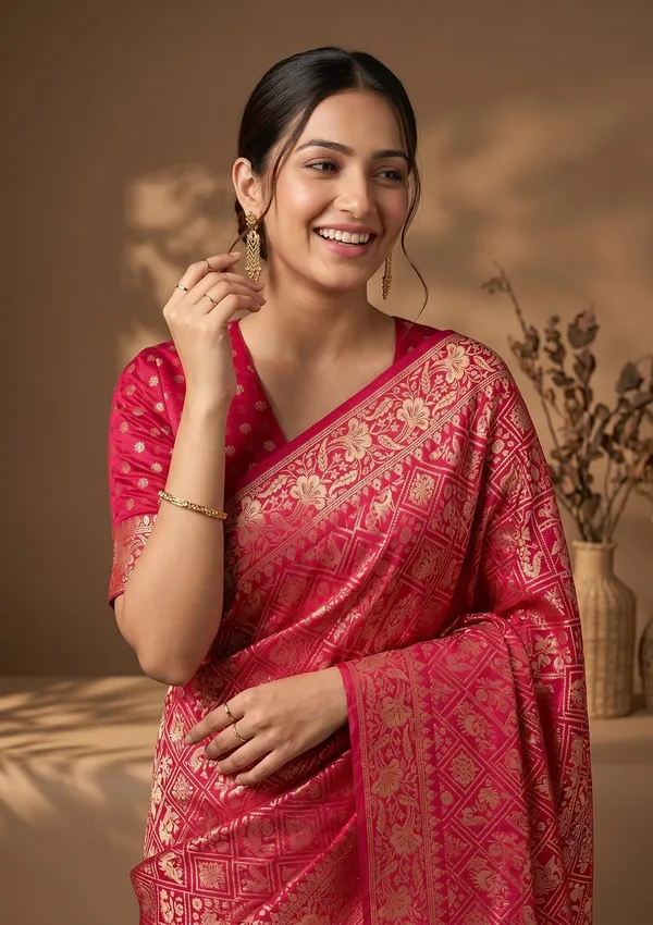 Rani_Pink_Patola_Art_Silk_Saree