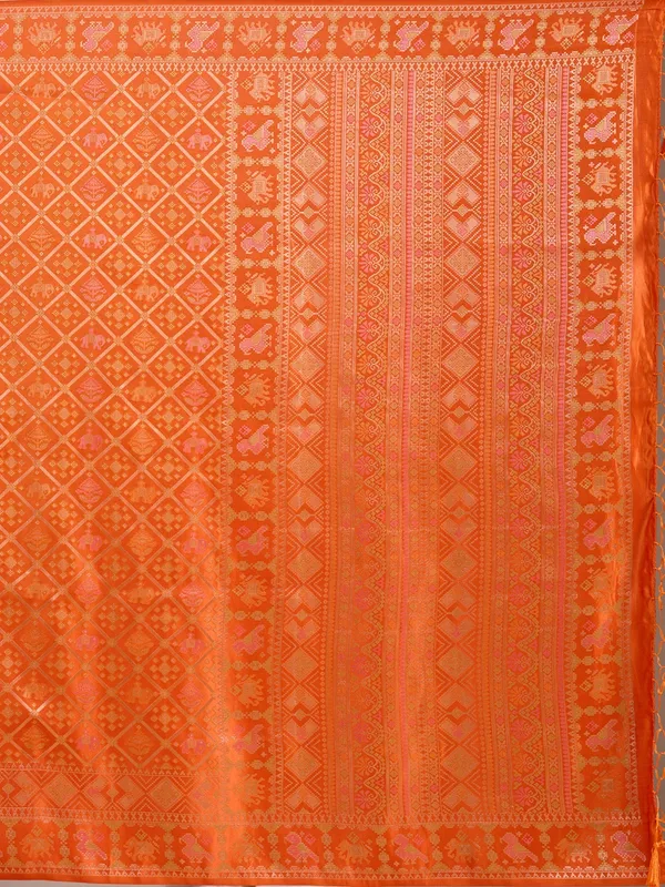 Rust_Patola_Art_Silk_Saree