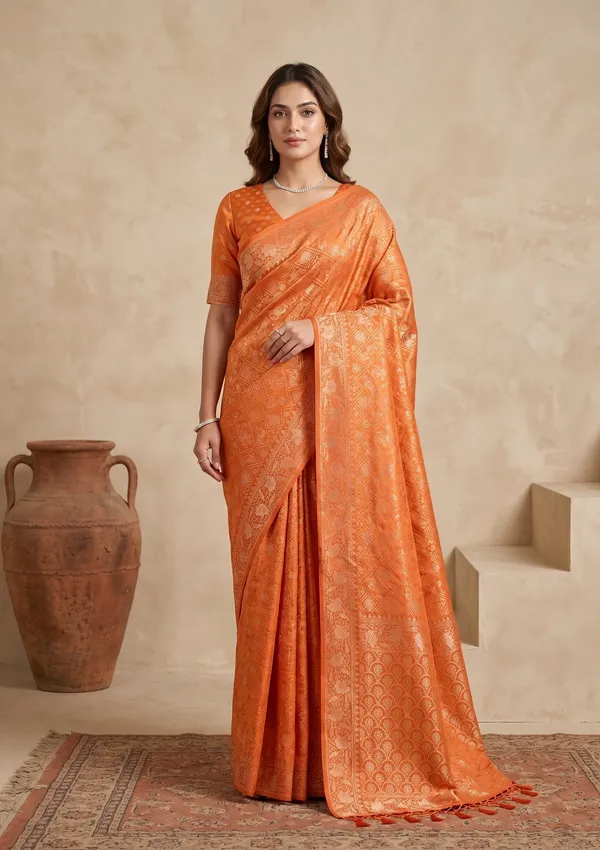Rust_Patola_Art_Silk_Saree