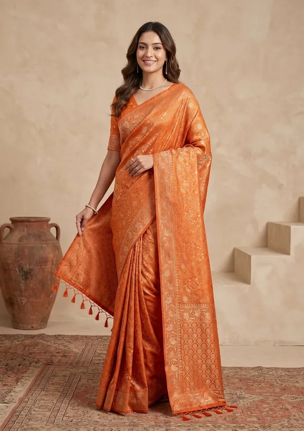 Rust_Patola_Art_Silk_Saree