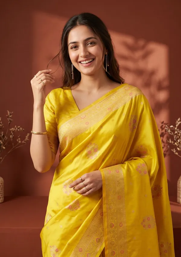 Yellow_Banarasi_Art_Silk_Saree