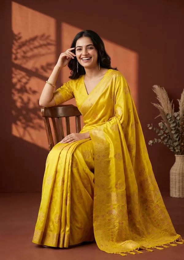 Yellow_Banarasi_Art_Silk_Saree