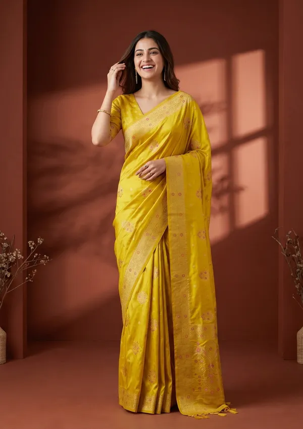 Yellow_Banarasi_Art_Silk_Saree