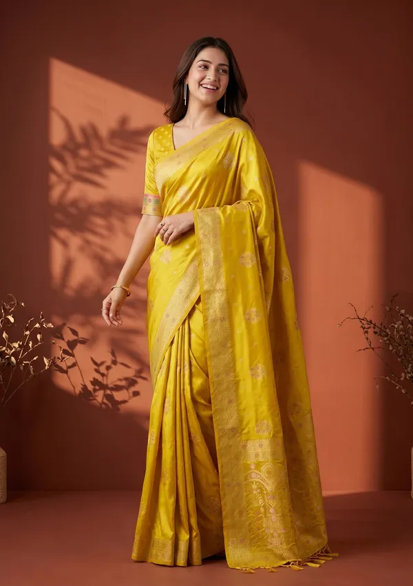 Yellow_Banarasi_Art_Silk_Saree