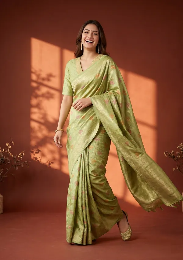 Parrot_Green_Banarasi_Art_Silk_Saree