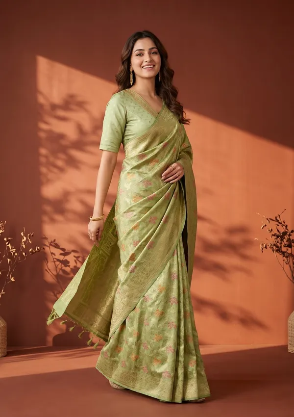 Parrot_Green_Banarasi_Art_Silk_Saree