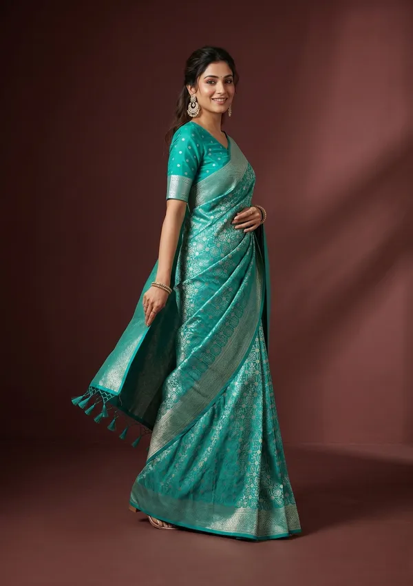 Turquoise_Blue_Kanjivaram_Art_Silk_Saree