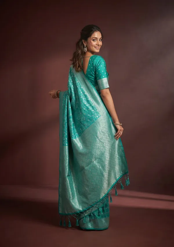Turquoise_Blue_Kanjivaram_Art_Silk_Saree