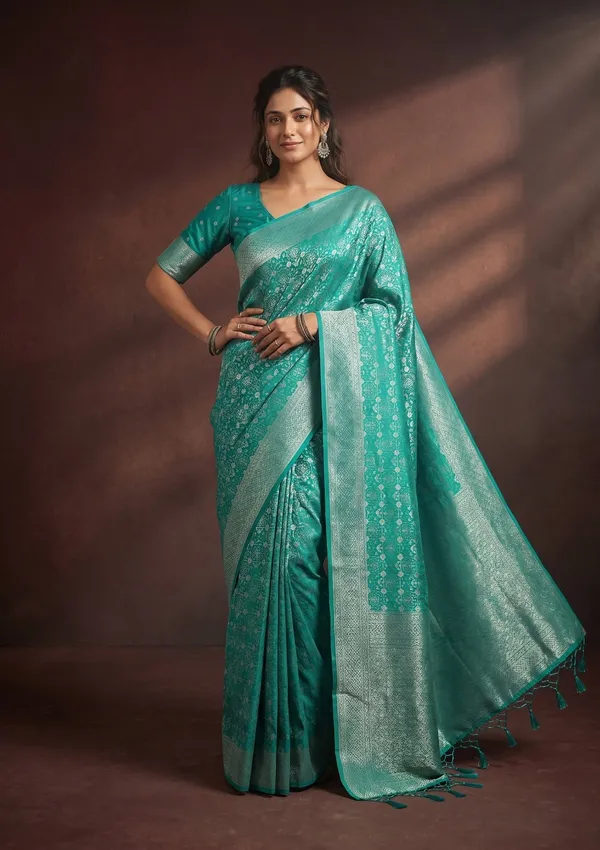 Turquoise_Blue_Kanjivaram_Art_Silk_Saree