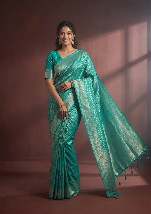 Turquoise_Blue_Kanjivaram_Art_Silk_Saree