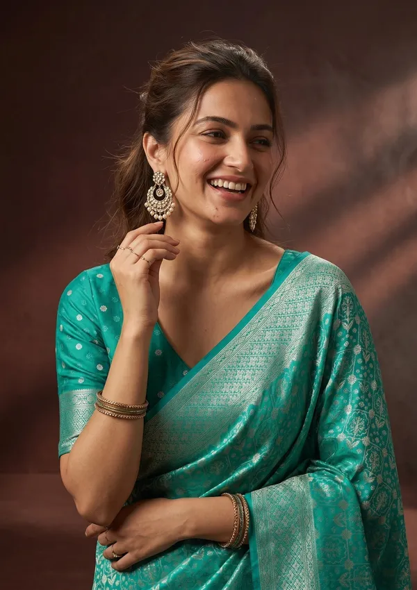 Turquoise_Blue_Kanjivaram_Art_Silk_Saree