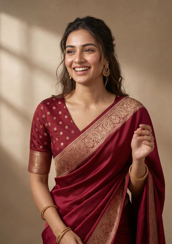 Maroon_Banarasi_Art_Silk_Saree