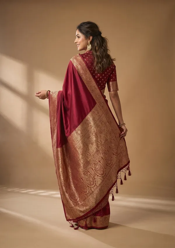 Maroon_Banarasi_Art_Silk_Saree