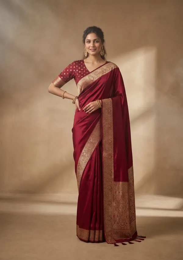 Maroon_Banarasi_Art_Silk_Saree