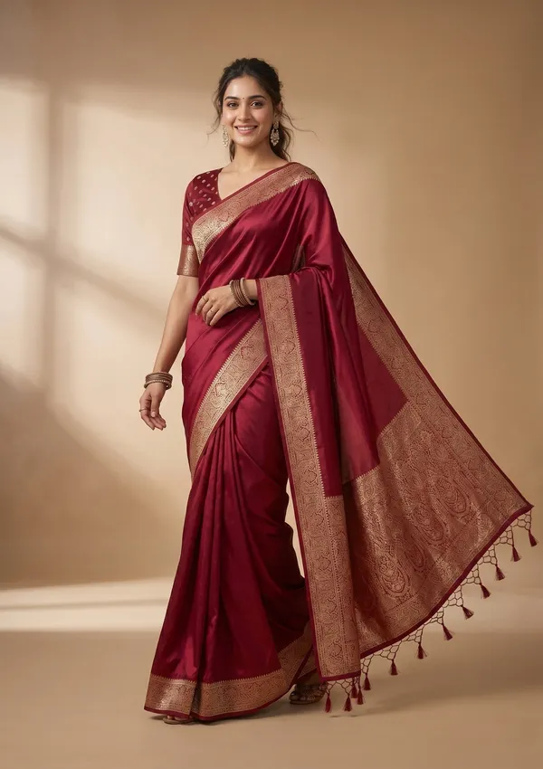 Maroon_Banarasi_Art_Silk_Saree