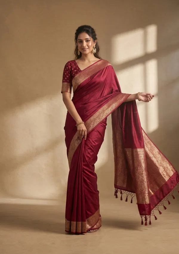 Maroon_Banarasi_Art_Silk_Saree