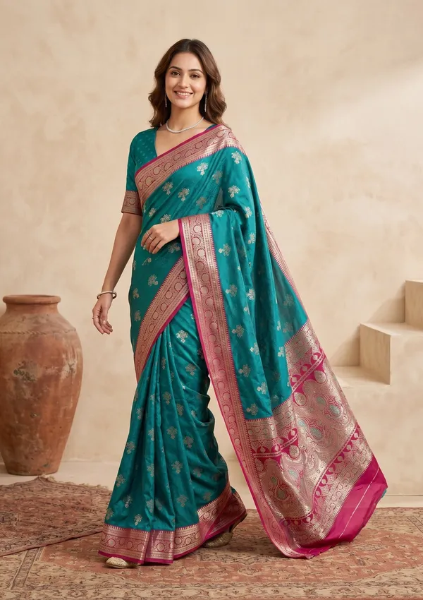 Peacock_Blue_Banarasi_Art_Silk_Saree