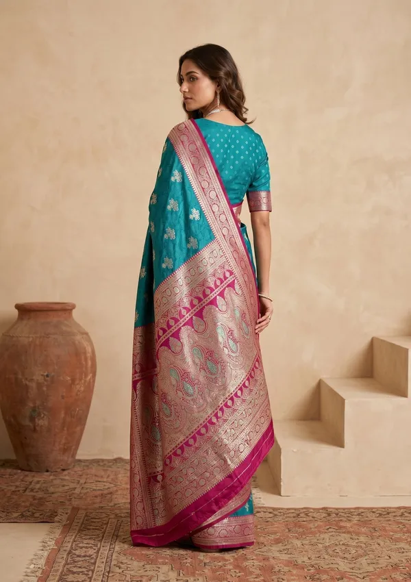 Peacock_Blue_Banarasi_Art_Silk_Saree