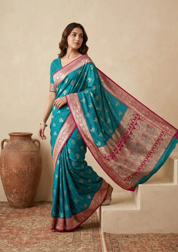 Peacock_Blue_Banarasi_Art_Silk_Saree