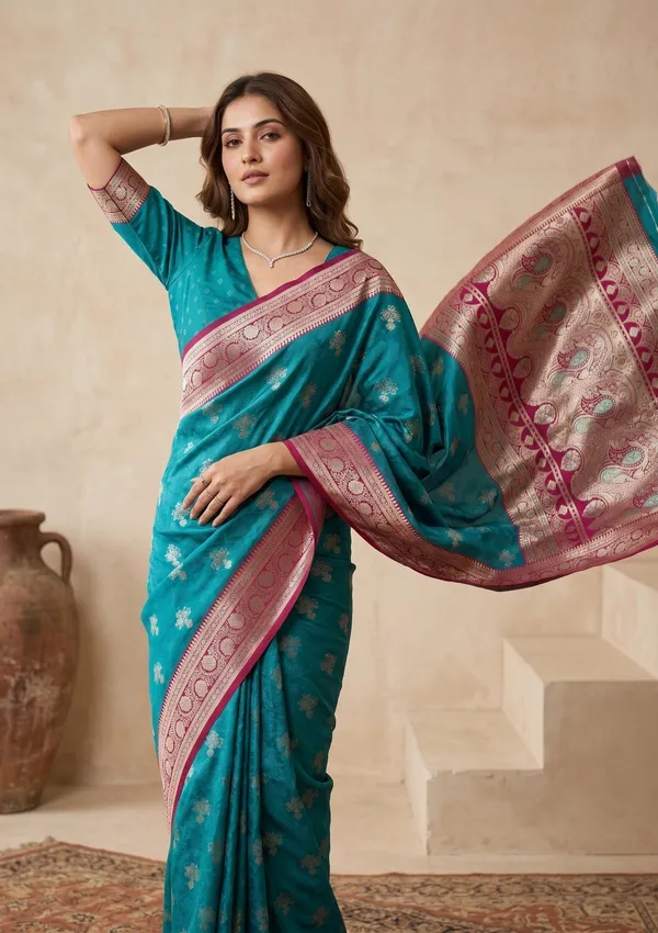 Peacock_Blue_Banarasi_Art_Silk_Saree