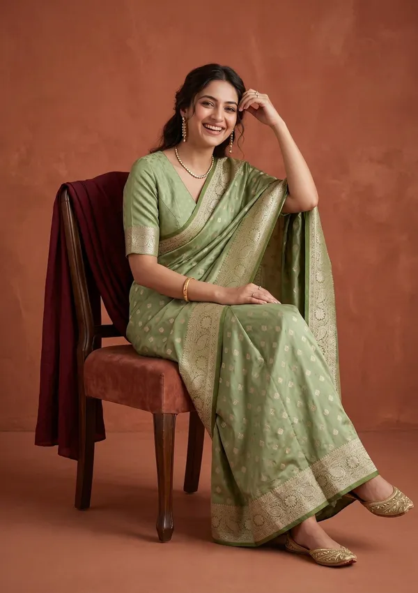 Pista_Green_Banarasi_Art_Silk_Saree