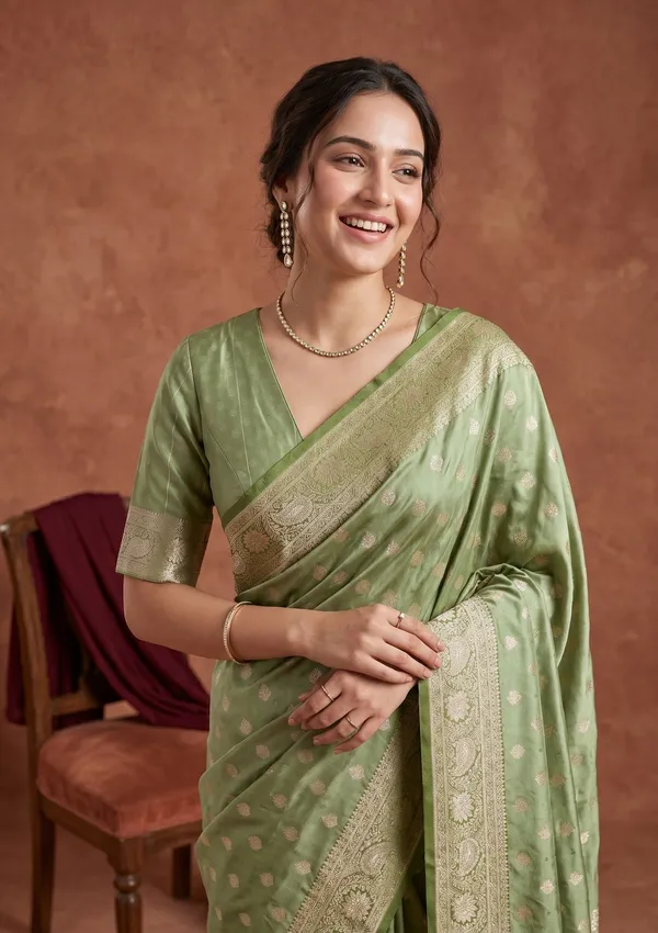 Pista_Green_Banarasi_Art_Silk_Saree