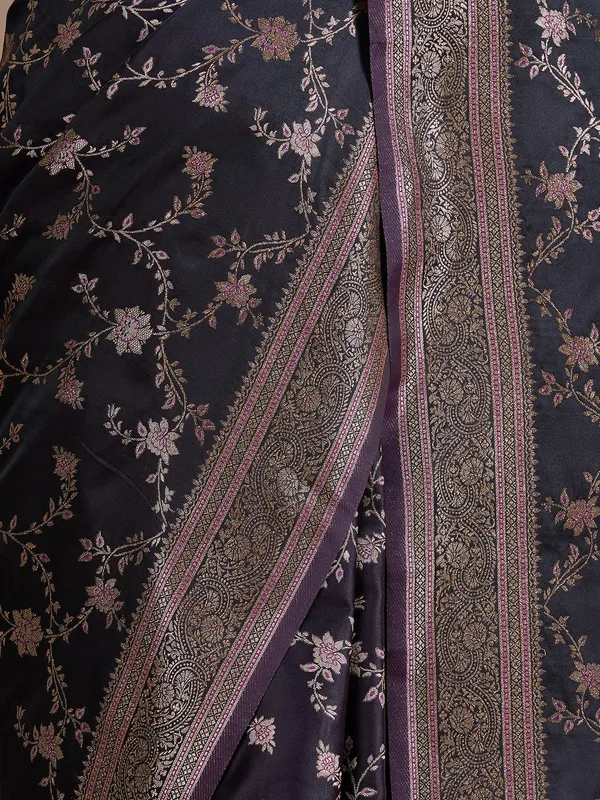 Wine_Banarasi_Art_Silk_Saree