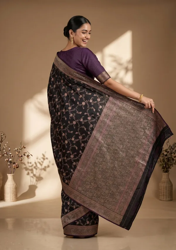 Wine_Banarasi_Art_Silk_Saree