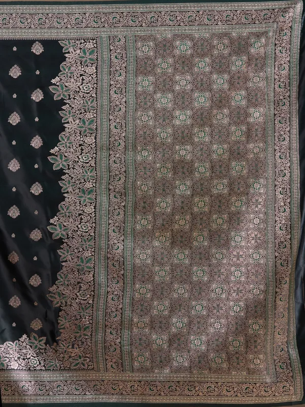 Bottle_Green_Banarasi_Art_Silk_Saree