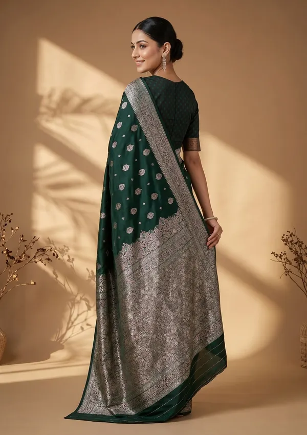 Bottle_Green_Banarasi_Art_Silk_Saree